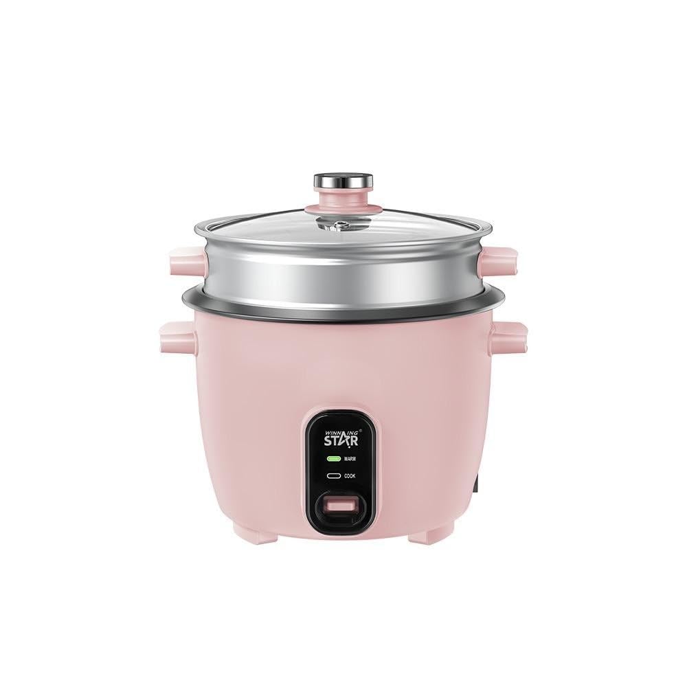 Winning Star ST-9310 700W Rice Cooker, 4-Liter Capacity, Pink/Silver