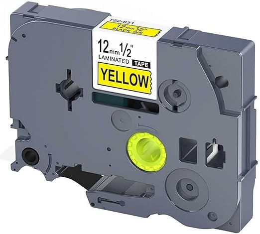 Compatible Laminated Label Tape Cartridge TZ-631 12mm Black on Yellow for Brother PTH-110 and PTE-110