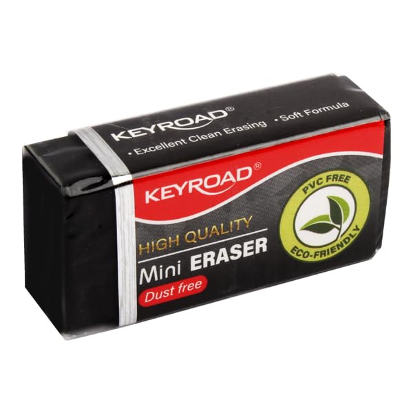 Keyroad KN972789 Small Art Eraser 30-Pieces, Black