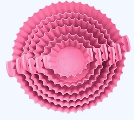 Downtown 6-Piece Air Fryer Silicone Liners Set, Pink Heat-Resistant Non-Stick Baskets for All Sizes, Reusable Round and Square Silicone Mats for Baking, Roasting and Frying Needs