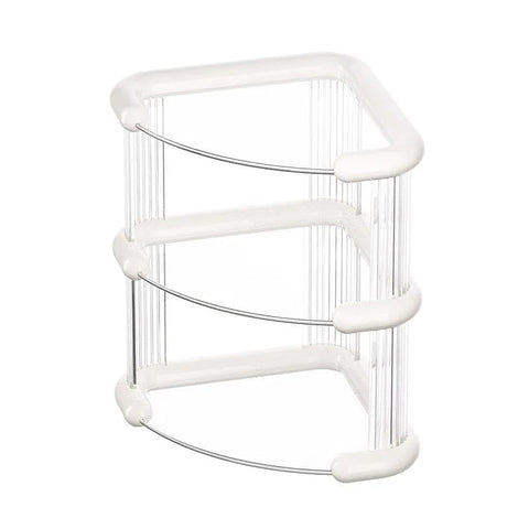 Dresser Organizer - 3 Tier Triangle Bathroom Countertop Shelf for Corner, Perfume Display Tray, Makeup and Skincare Storage, White Vanity Home Holder for Organization
