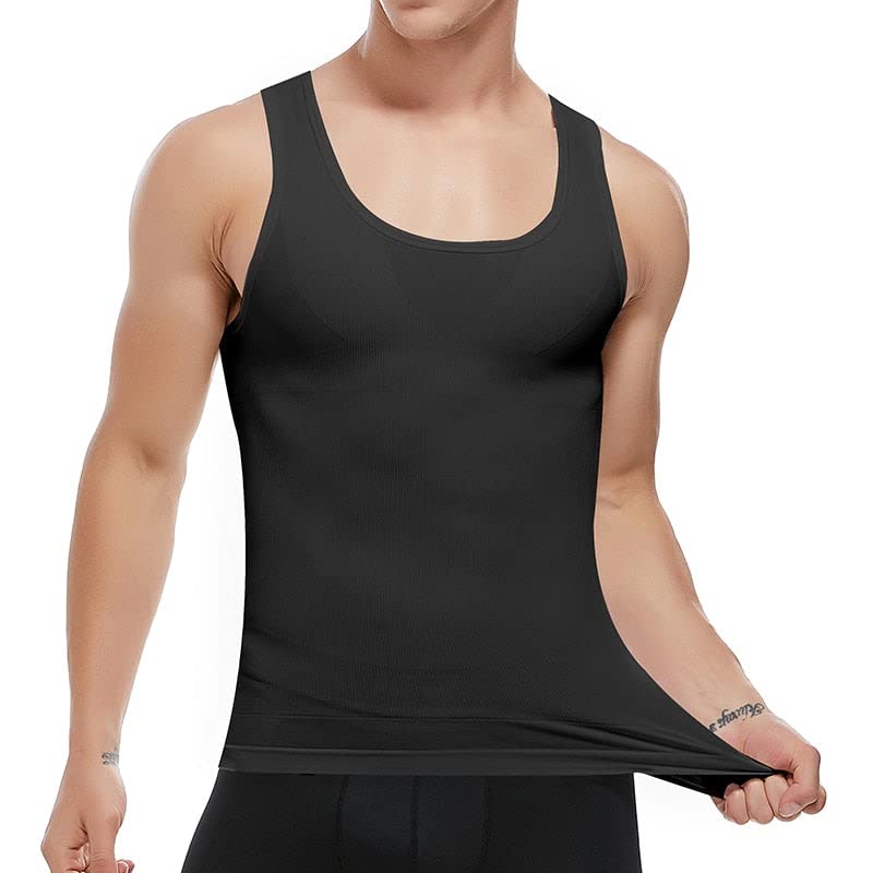 Two year warranty,mens compression shirt slimming body shaper vest workout tank tops abs abdomen undershirts waist trainer shapewearWhiteXL 0689404