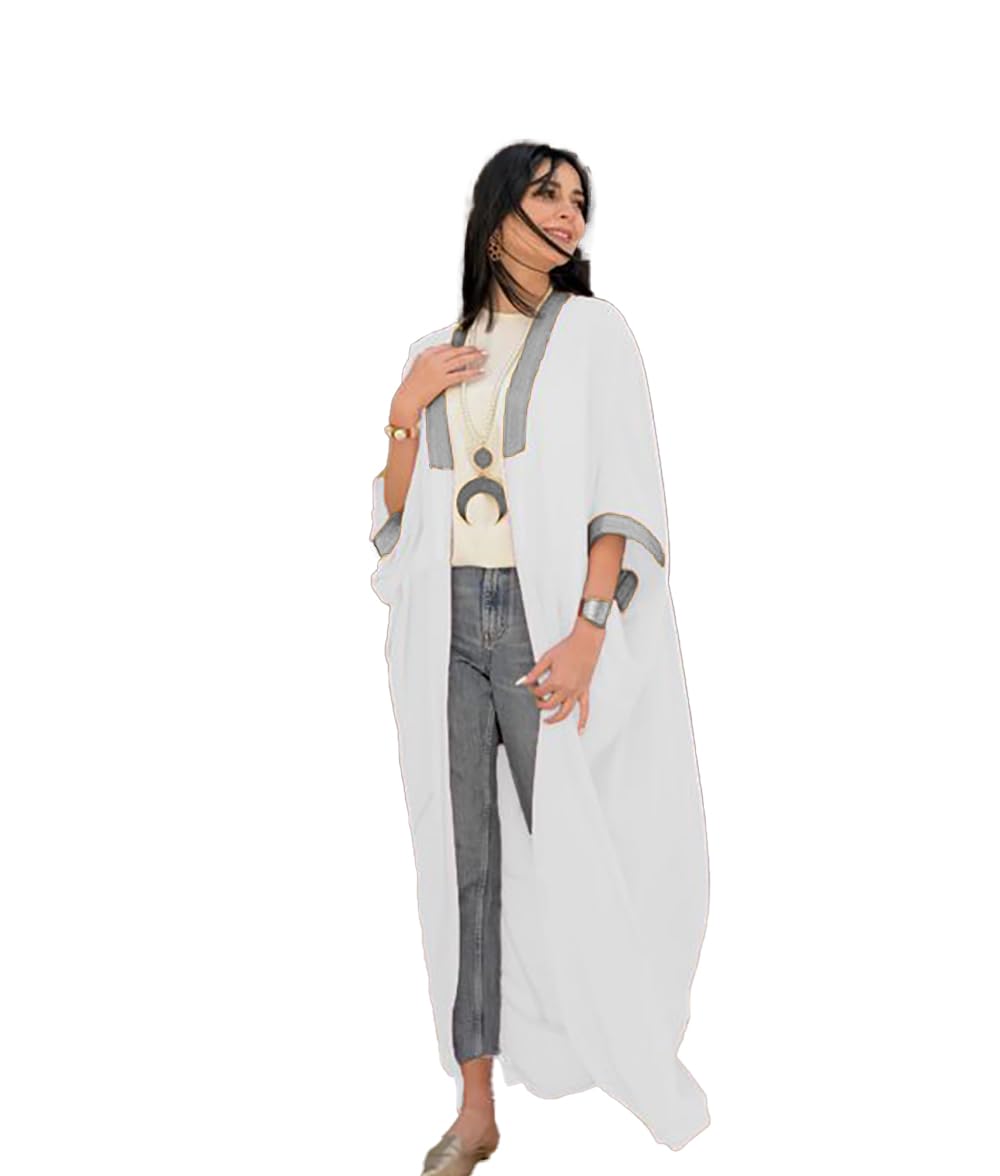 Sunset Ramadan Chiffon Abaya Kaftan Kimono Bisht inlaid with Jubeir