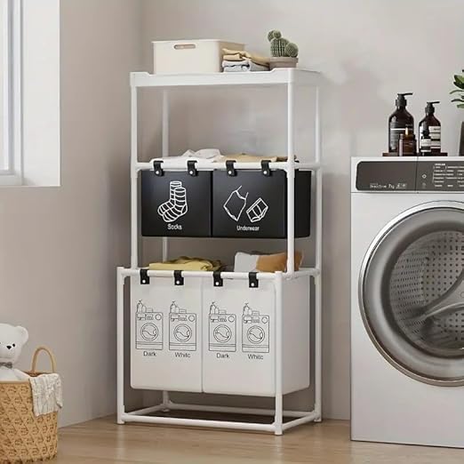 Multi-Sectional Laundry Basket with Lockable Wheels and Removable Bag - by Next Store - Easily Organize Clothes - Ideal for Home, Bathroom, Laundry Room