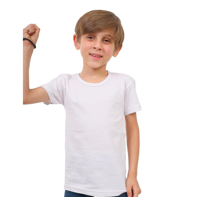 Cotton Zone Boy's short-sleeve t-shirt, white in color, made from 100% premium cotton fabric-3-14 yrs WHITE size