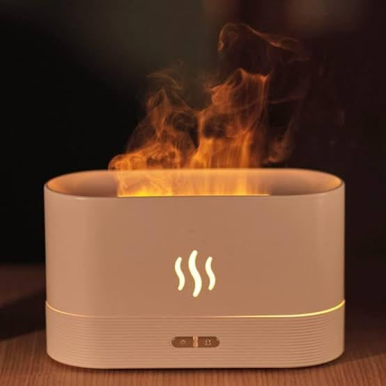 Downtown Flame Effect Air Diffuser Humidifier & Room Freshener for Essential Aroma Oils, Ultrasonic Mist Maker for Home, Simulated Fire Mist Humidifier for Aromatherapy and Mood Light