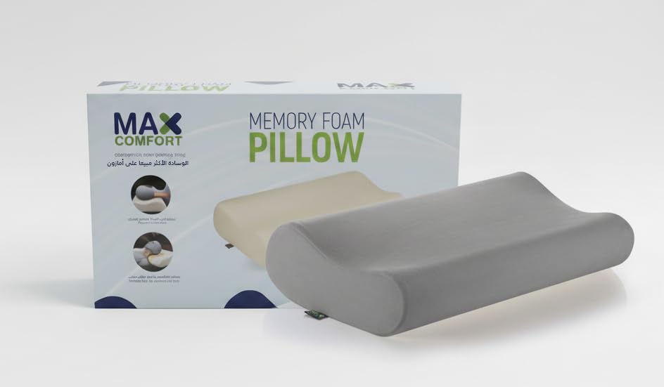 Max Comfort American Memory Foam Pillow for Neck Pain Protection (60 * 35 * 13, Grey)