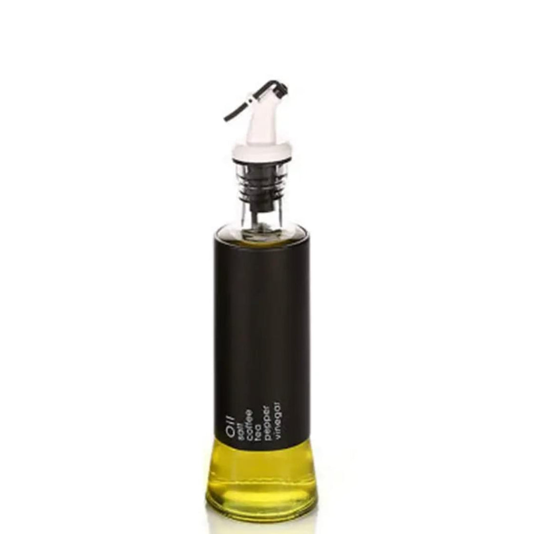 Leakproof Glass 300ml Bottle Seasoning Bottle Vinegar Soy Sauce Bottle Home Kitchen Good Condiment (Black)