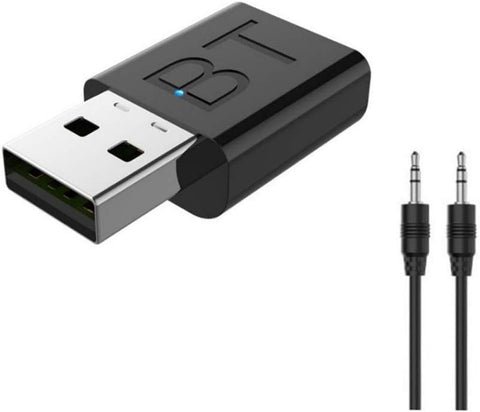 Bluetooth USB Audio Receiver with AUX 3.5mm Cable, Wireless Music Adapter for Car Stereo & Speakers, Plug & Play, Stable Connection, 10 Meter Range