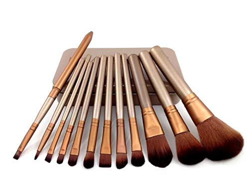 Goat Hair Makeup Brushes Set with Metal Boxes - 12 Pieces