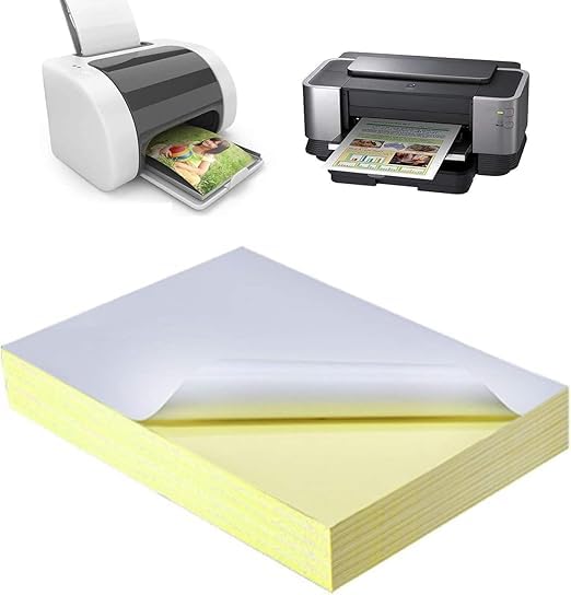 20 A4 Sticker Sheets Glossy White Sticker Paper Self Adhesive Back Sticker Printable Sticker Paper for Office Supplies
