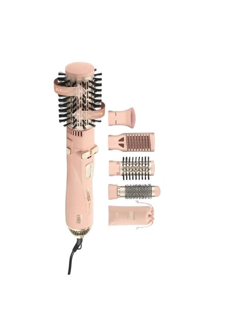 4-in-1 Rotating Hair Dryer Brush, 1200W, Auto-Rotate, 3 Heat Settings, Cool Shot, Pink