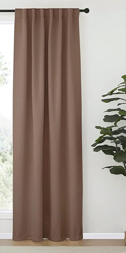 Artex Blackout Curtains - Thermal Insulated Room Darkening Tape Curtains for Living Room/Bedroom- 1 Panel Cafe 140W x 240H CM, Polyester