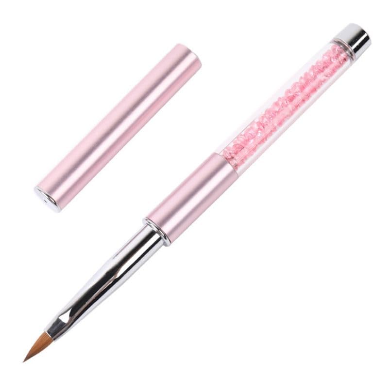 Nail Brushe for Acrylic Application Pure Handmade Round Shape,Professional Nail Art Brush Manicure for Women (Pink-NO - 8)