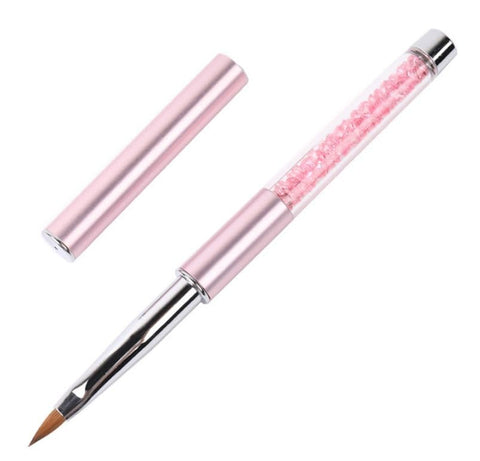 Nail Brushe for Acrylic Application Pure Handmade Round Shape,Professional Nail Art Brush Manicure for Women (Pink-NO - 8)