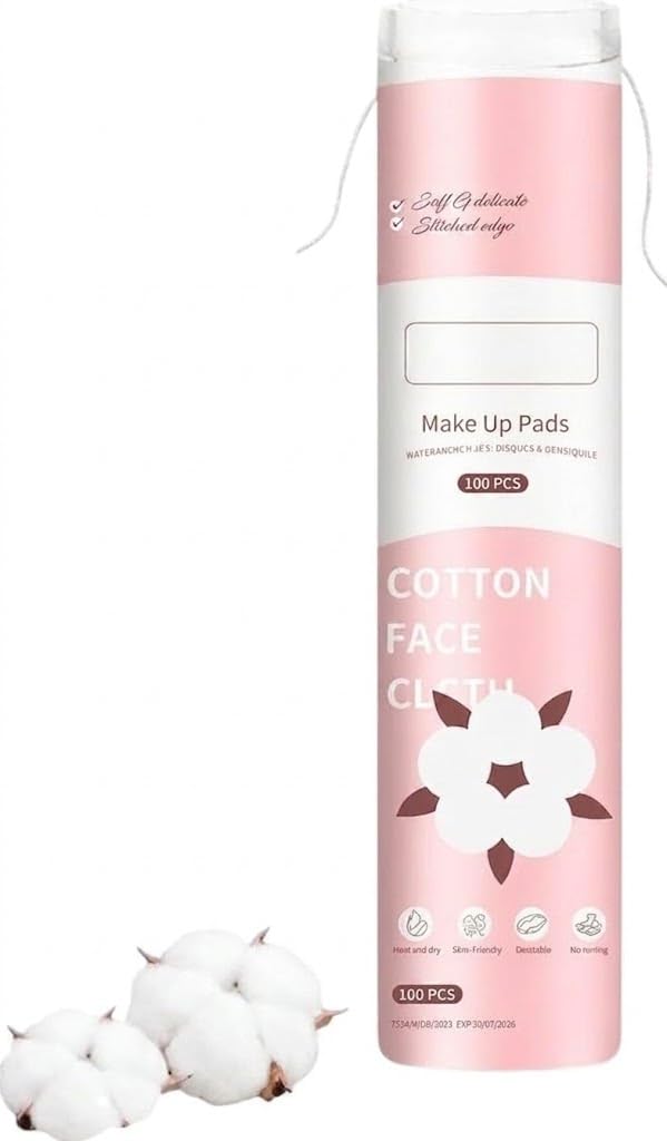 Round Cotton Pads, 100PCS Lint-Free Cotton Pads, Multi-Lyer Soft Makeup Remover Pads, for Removing Nail Polish, Applying Facial Toner, Pure Cotton Rounds Makeup Remover Pads for Face Cleaing