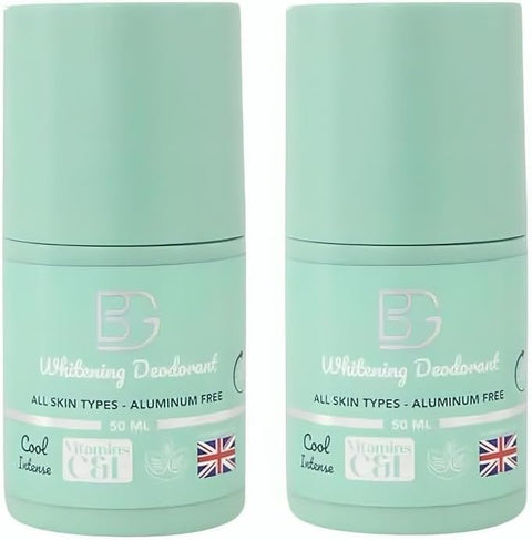 BG Whitening Deodorant Roll-On Cool Intense, Aluminum Free, 50 ml (1+1)