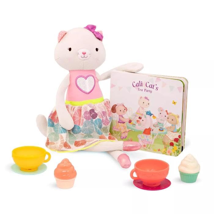 B. toys Plush Cat with Book & Tea Party Set, Storybook recommended for kids 2 years +