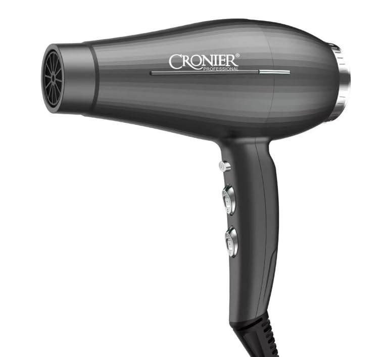 Professional Hair Dryer, Gray with Rose Gold Accents, with Accessories, for Home and Salon Use