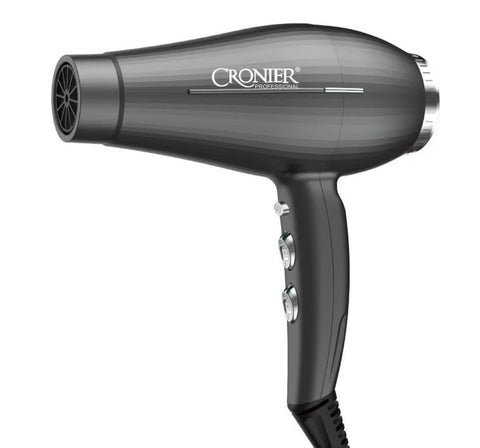Professional Hair Dryer, Gray with Rose Gold Accents, with Accessories, for Home and Salon Use