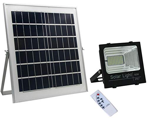 60W Solar Flood Light Sensor Remote Control Lamp Outdoor Garden White LED