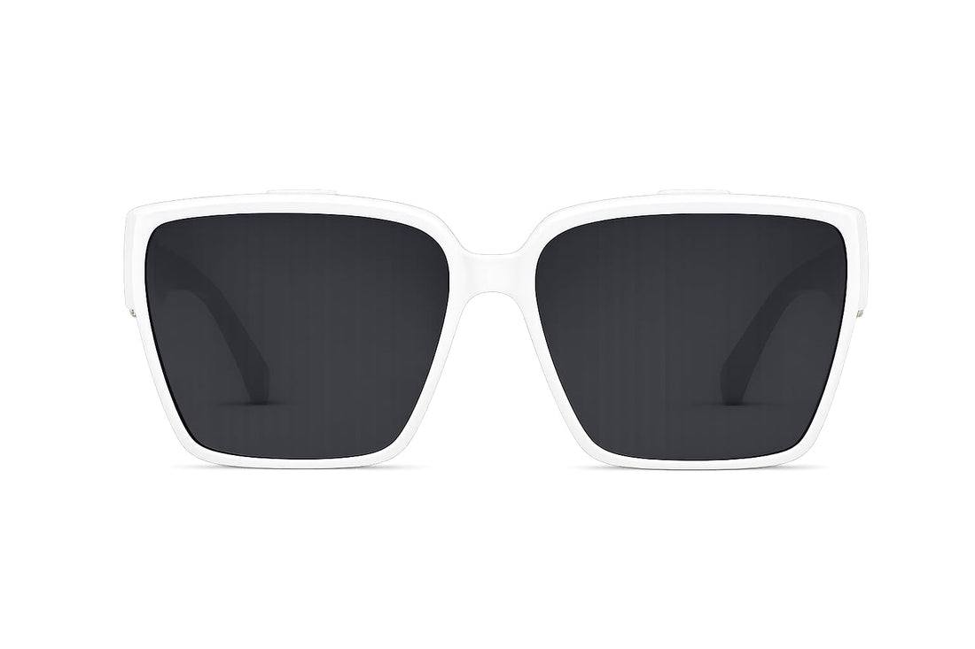 Square-frame sunglasses, black with gold-tone hardware, luxury design, oversized acetate frames, women's