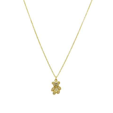 18K Gold Plated Stainless Steel Trendy Charm Popular Zircon Pendant Cute Bear, Gummy, Charm, Panda Necklace For Girls By Julia Store