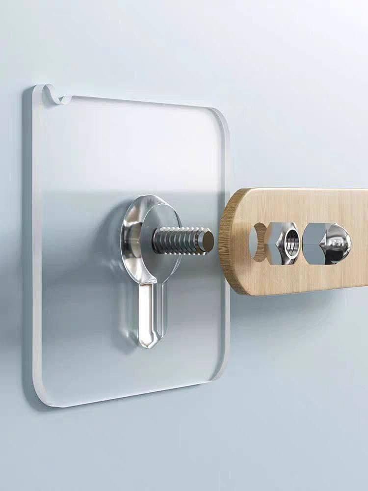 Transparent Adhesive Wall Hooks, No-Drill Waterproof Mounting Pads, Pack of 10