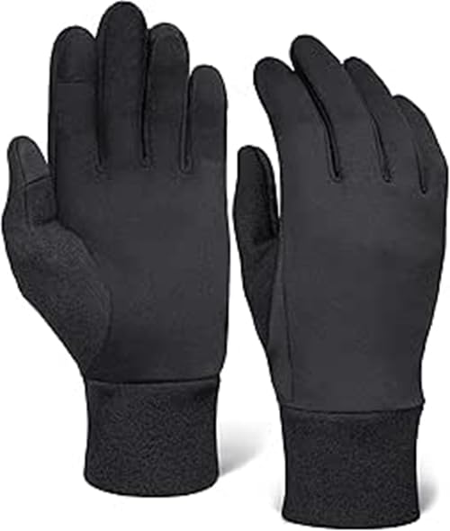 FROM H HOME 1274 Touchscreen Running Gloves Winter Black Winter Gloves for Texting Cycling Driving Thin Lightweight Warm Cold Weather Sports Thermal Gloves