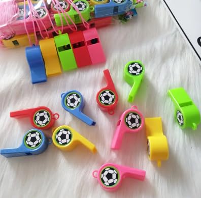 24 Pcs Whistle With Nylon Cord Reliable Abs Mini Plastic Set 24Pcs Sports Whistles For Kids Coaches Lightweight Material Loud Clear Sound Ideal Givaways Christmas New Year