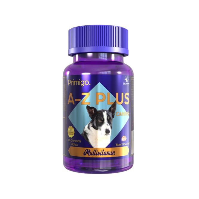 EVA PHARMA Primigo A-Z Plus Canine Multivitamin - Beef Flavor Chewable Tablets for Dogs, 60 Tablets
