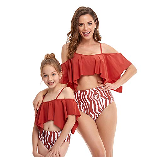 SHOWDAY Mommy and Me Matching Family Swimsuit Floral Print Summer Cute Baby Girls Bikini Set Padding Bathing Suit Mother Daughter Swimwear Mommy and Me Swimsuit