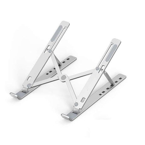 Metal Riser - Adjustable Silver Aluminum Laptop Stand for 10-15.6 Inch Notebooks, Ergonomic Design Reduces Eye Strain, Heat Dissipation Holes, Lightweight Portable Solution for Home Office School Need