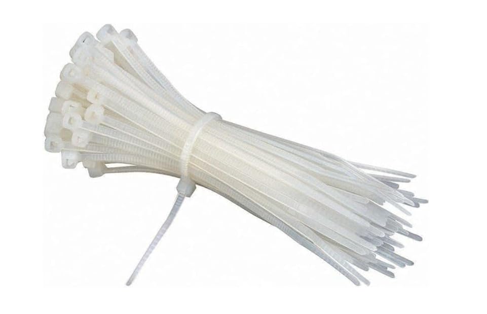 White Cable Ties 15cm, Durable Nylon Zip Ties for Organizing Cables, Wires, and Home or Office Use