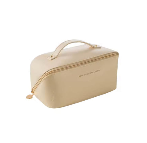 SHAR A brand-new, high-end, waterproof, vintage women's PU leather makeup bag that doubles as a cosmetic organizer and beauty case, White, Bag