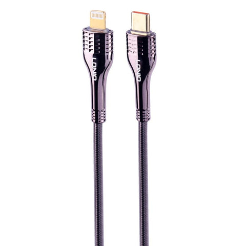 Ldnio LC651i (USB-C to Lightning) Fast Charging Cable, 30W PD And QC Charger Cord for iPhone, iPad & Apple Devices, High-Speed Data Sync & Durable Design, Mobile Phone Charging Cable - Gray