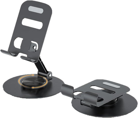 360° Degree Rotating Mobile Phone Holder,Fully Adjustable Foldable Desktop Phone Holder Stand Base,Foldable Desktop Cell Phone Stands for iPhone15 14 13 Pro Max Plus iPad Samsung (Black)