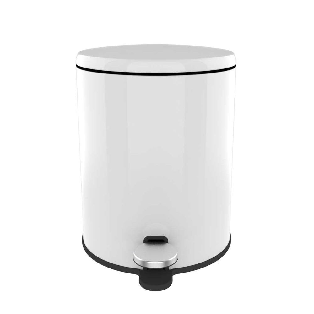 Cigo 6 Liter Stainless Steel Waste Bin with Soft-Close Lid & Inner Basket, for Bathroom, Kitchen, Office,(28 Hx 20 W) cm (White)