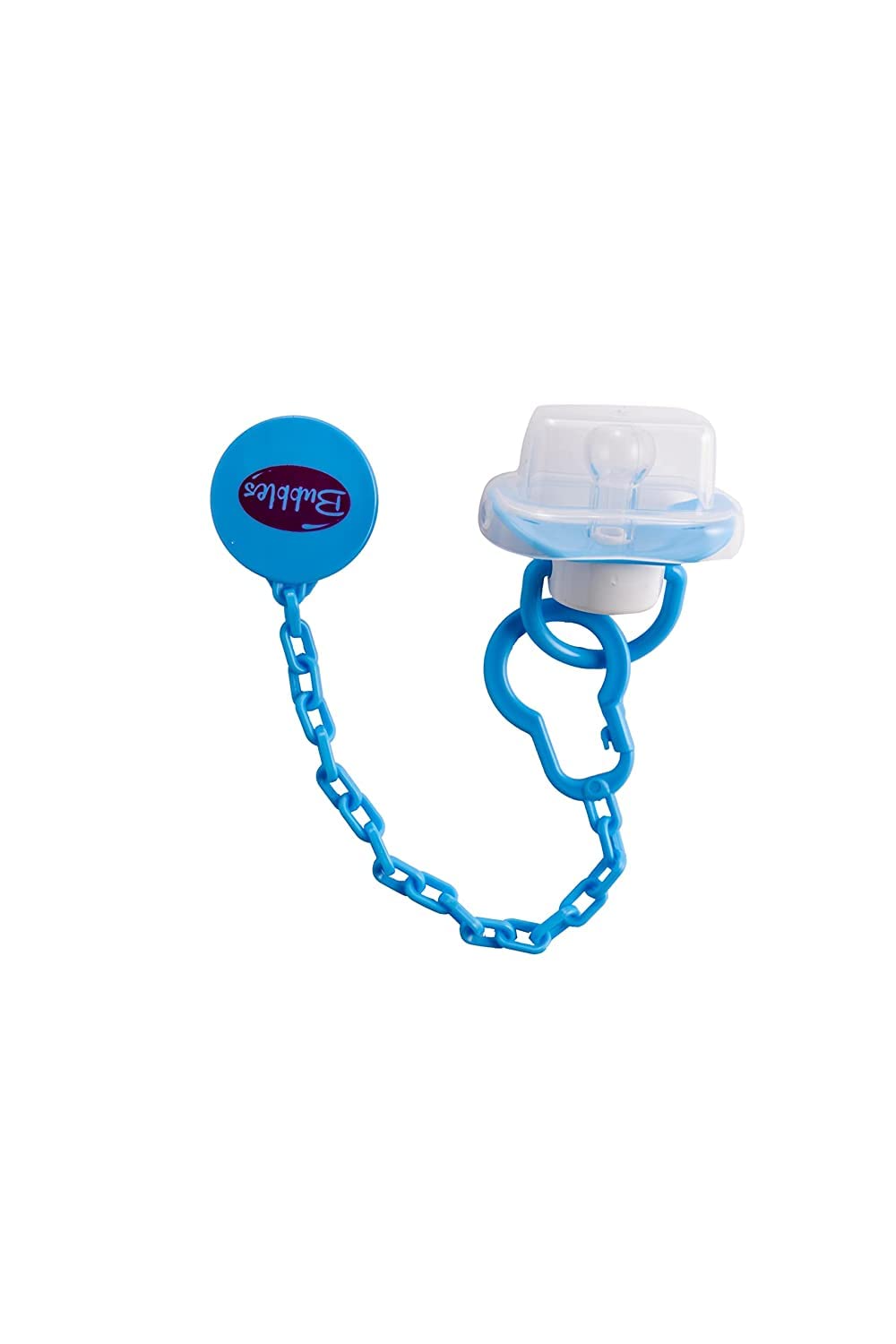 Bubbles pacifier beveled with chain - blue