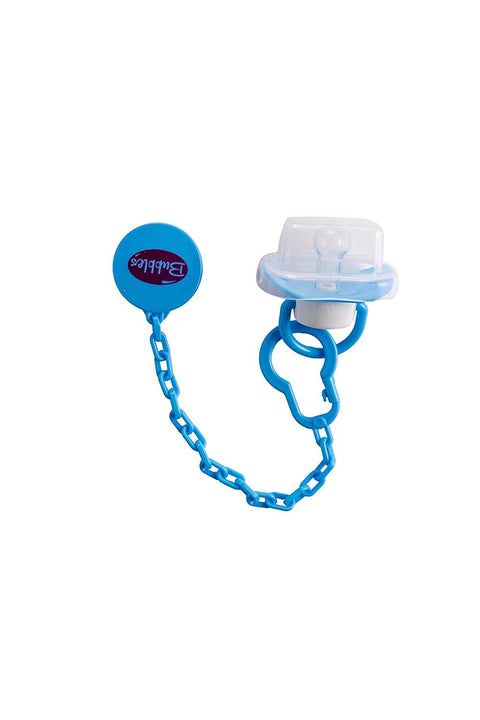 Bubbles pacifier beveled with chain - blue