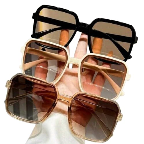 3pcs Sunglasses Square Minimalist Classic Eyeglasses, Fashion & Versatile Style
