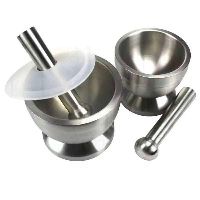 Very Practical Stainless Steel Pans with Lid Keep Ingredients Clean, Perfect for Grinding Garlic, Spices, Herbs with Ease.