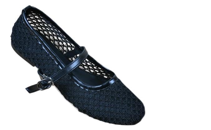 Women's Flats, White Lace Upper with Buckle Strap, Casual Flats Shoes 254