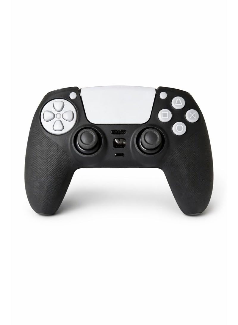 Black Controller Cover with Ribbed Grip Compatible with PS5
