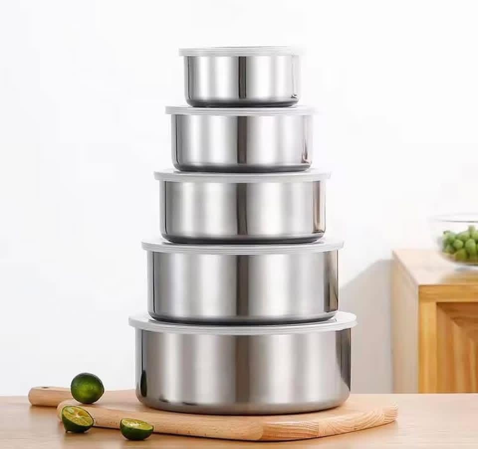 Stainless Steel Food Storage Containers with Plastic Lids Stackable Leakproof Airtight Food Storage Containers 5 Pack for Snack Fruit Lunch Outdoor Use