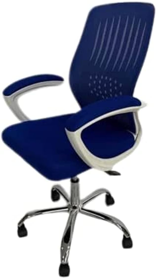 Reyad Group Dream Desk Blue Meeting Chair White Body, Metal Star Base for Conferences - White