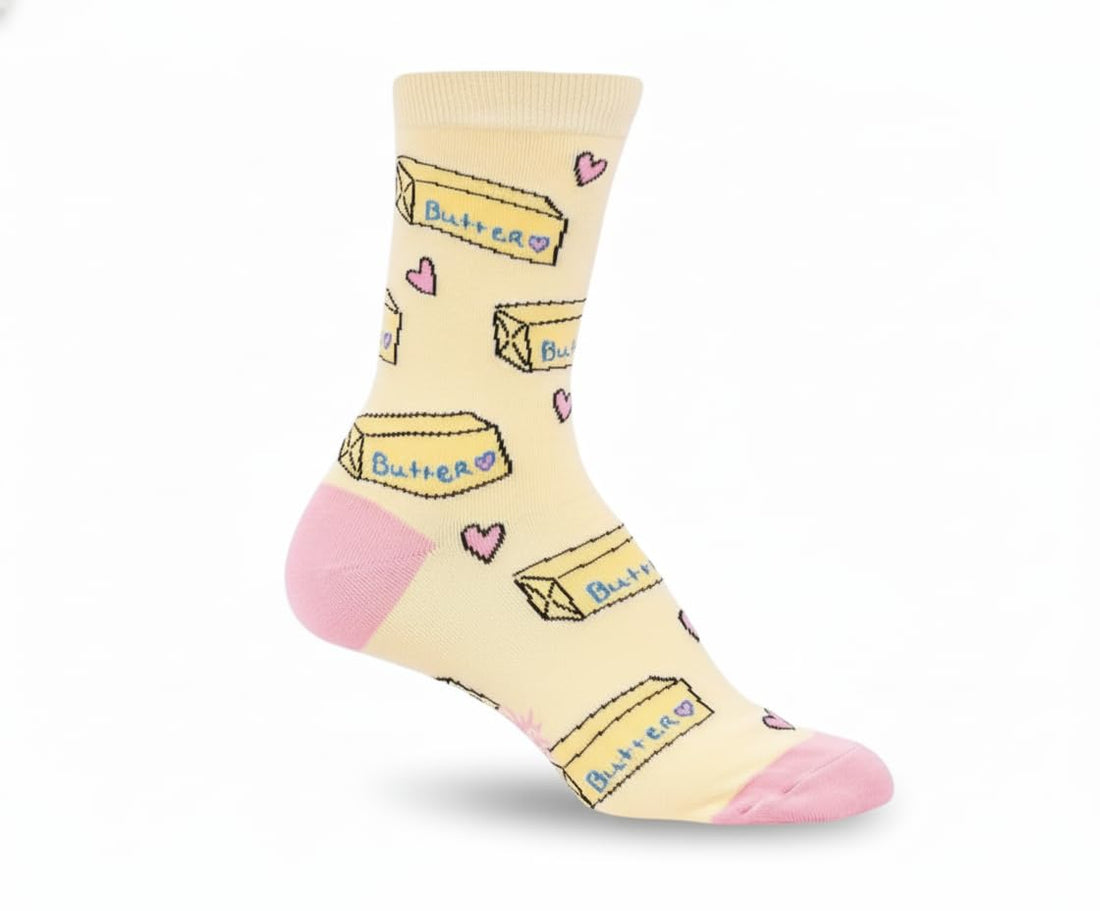 Women’s Buttery Design Cotton High Ankle Socks – Breathable Egyptian Cotton, Free Size (36–41), Soft & Stylish Socks for Daily Wear | Simone