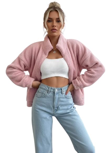 Jacket Faux Fur, Full Zipped Fur with Jacket, for Women,Women's Oversized Teddy Fleece JacketCoats, Jackets & Vests