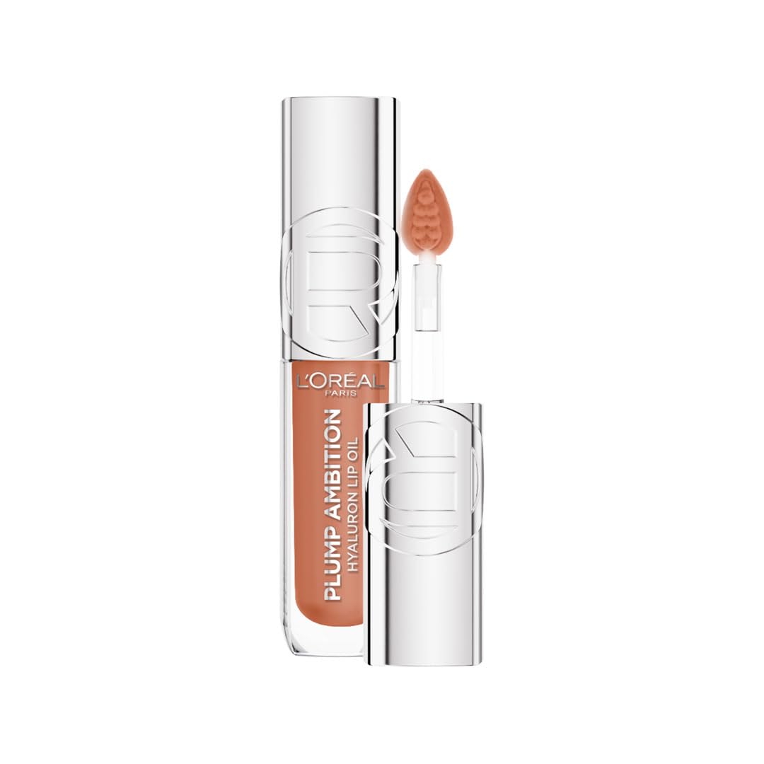 L’Oréal Paris Plump Ambition Hyaluron Lip Oil, Plumping Lip Oil With Hyaluronic Acid and Tripeptides for 24H Hydrated Lip, 5ml, Latte Glace 641