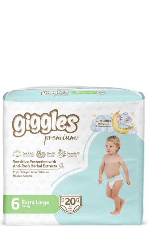 Giggles Baby Diapers 20-Pieces Twin Pack, Size 6